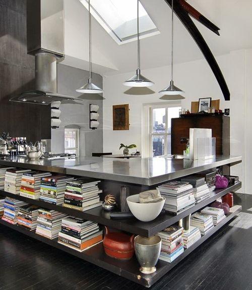 Modern kitchen shelves with enough space for decorations