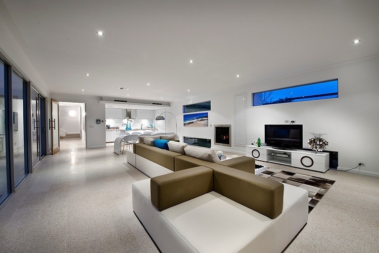 Modern living room with creative sofas and furniture