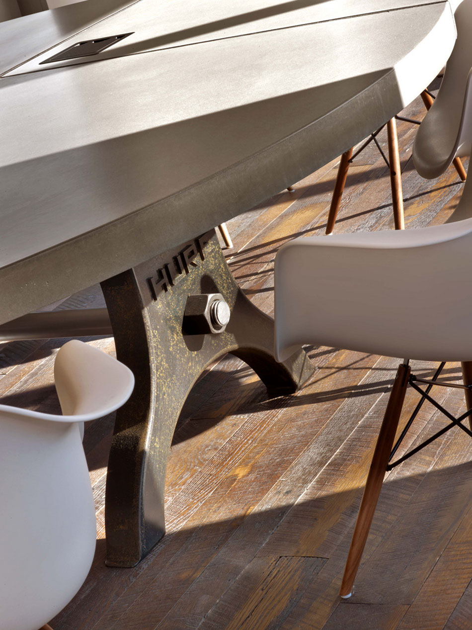 Modern office table with industrial iron legs