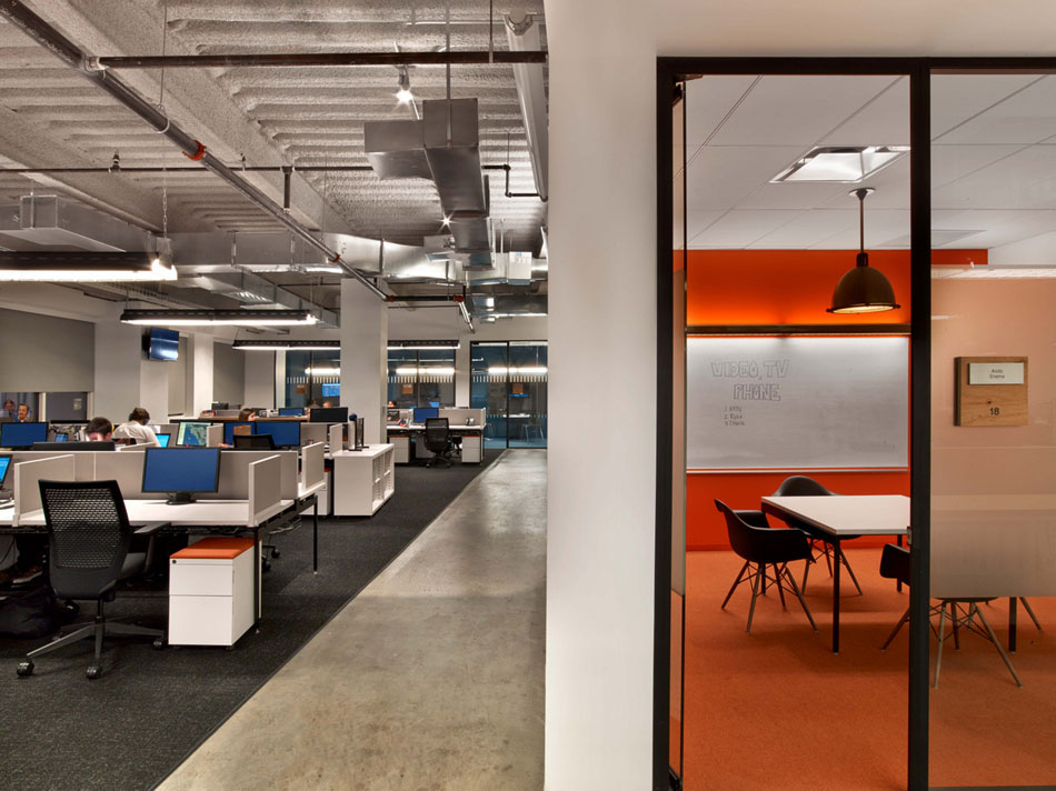 Modern working areas designed in an open space interior type