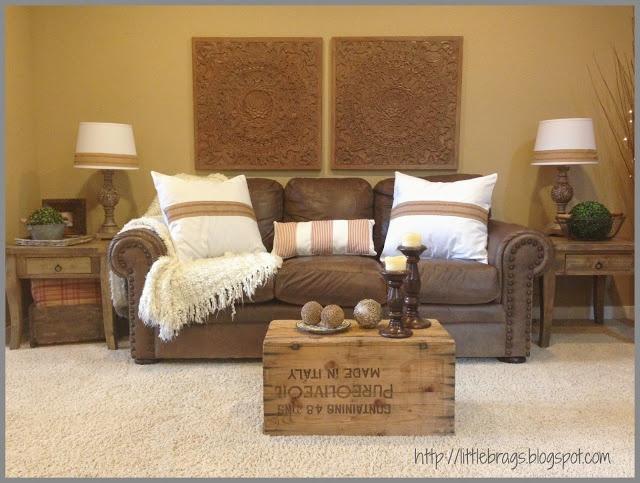 Pale and dark brown accents in a modern rustic living room