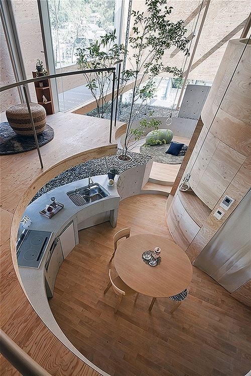 Round kitchen with modern interior design