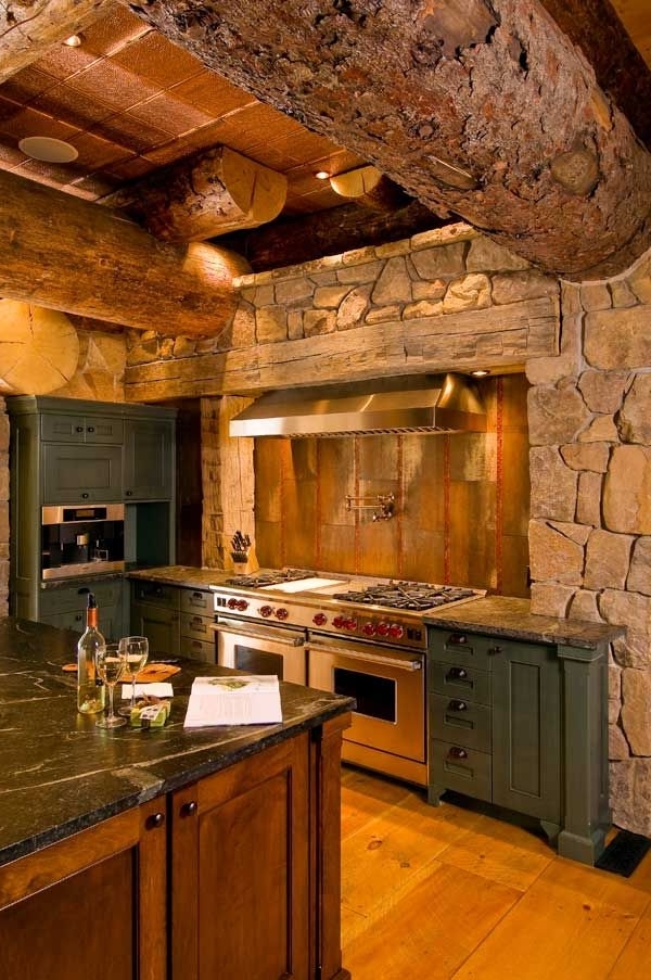 Rustic cottage kitchen with barn beams