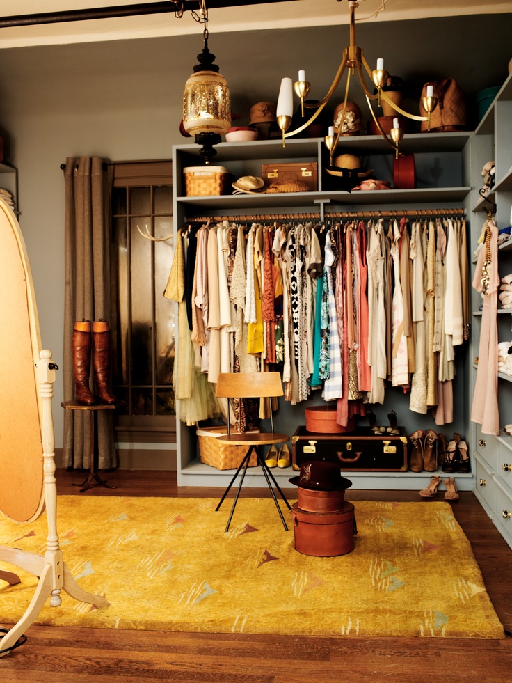 Shabby chic closet with sweet carpet