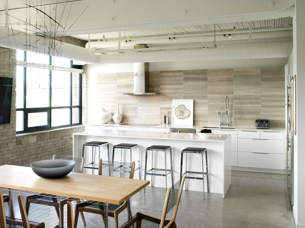 Simple kitchen with white cabinets and wood accents