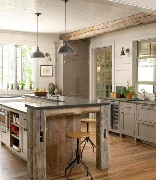 Small cottage kitchen with modern pendants