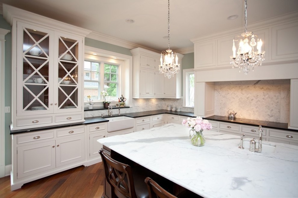 Traditional kitchen with apron-front sink