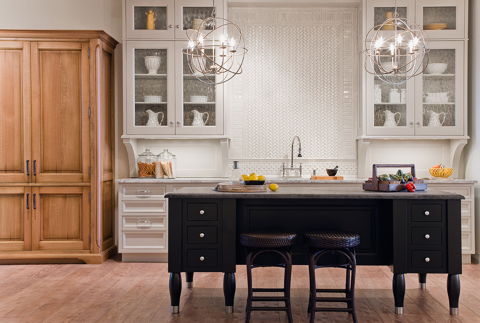 Traditional kitchen with tall cabinets