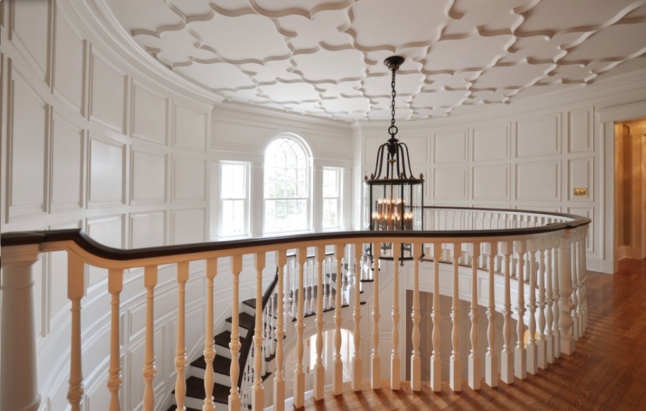 Victorian Gothic interior with spiral staircase