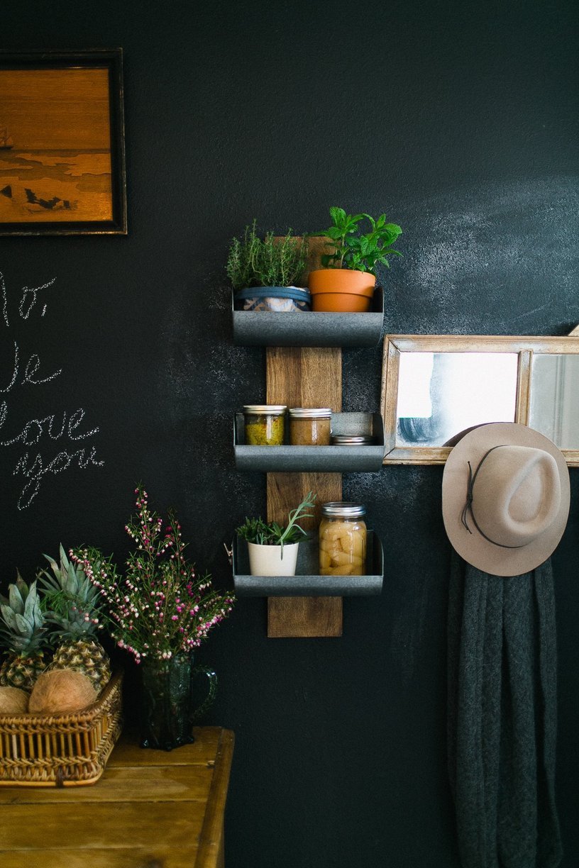 Vintage shelves used for decorations on the wall