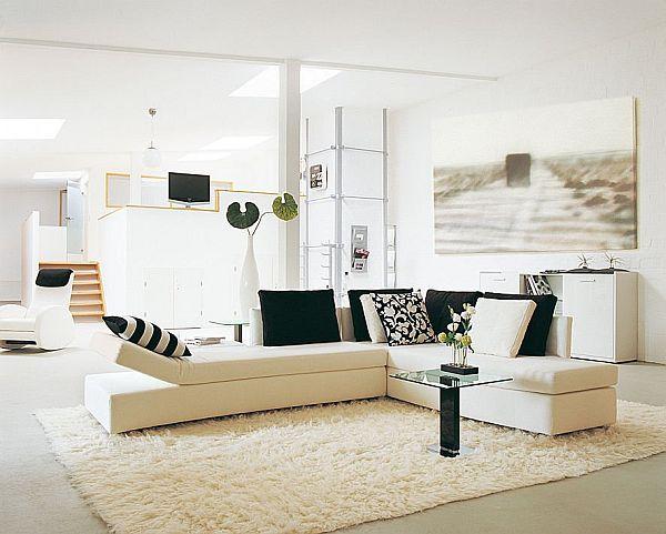 White corner sofa in a modern elegant home