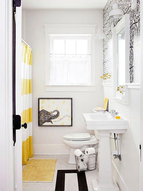 French bathroom in white and yellow