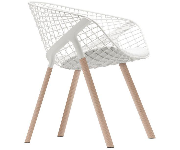 Italian chair - white modern design with wood legs