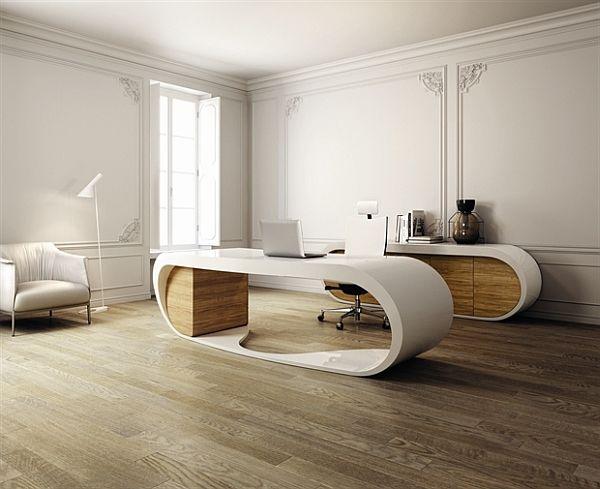 Italian office desk - with contemporary oval shape