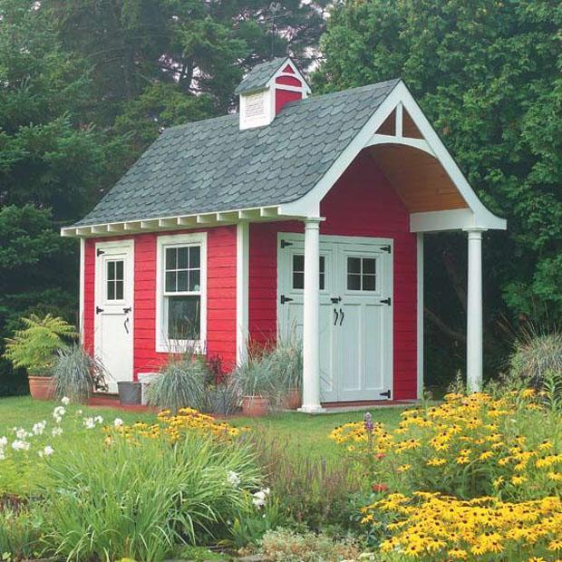 Little Cottage Shed with red painted facade