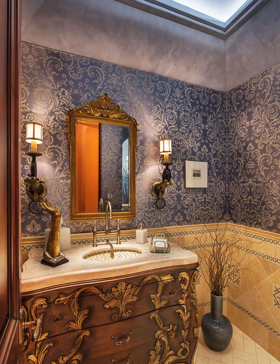 Luxurious traditional bathroom vanity - with ornated frame and chests