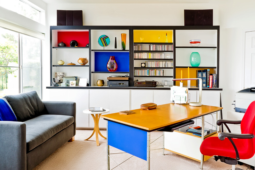 Modern grey sofa - in a colorful modern home office