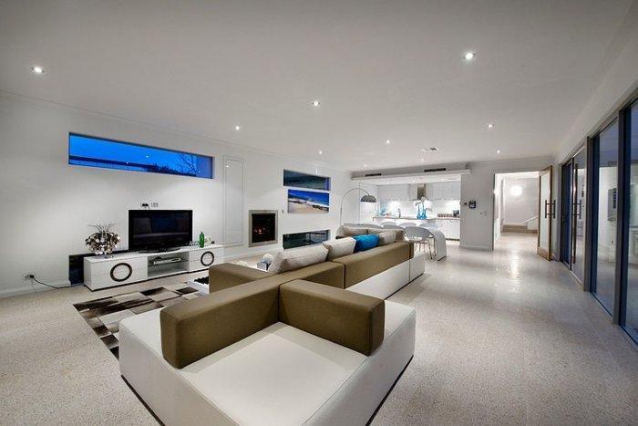Modern living room with creative sofas and furniture
