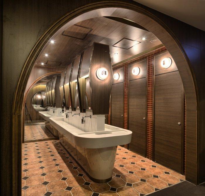 Restaurant architecture - the toilets with their modern interior