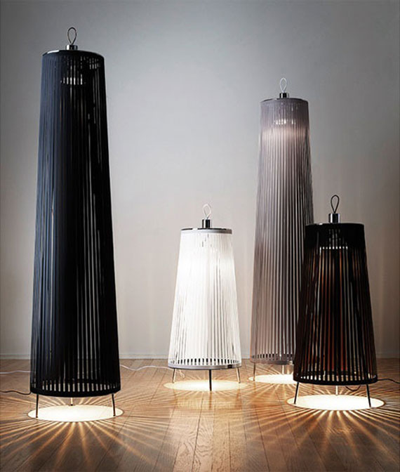 Apartment floor lamps - in black and white colors