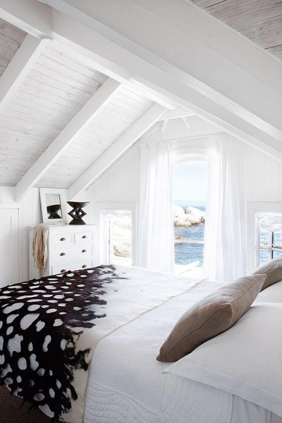 Attic bedroom - with interesting and creative bed sheets