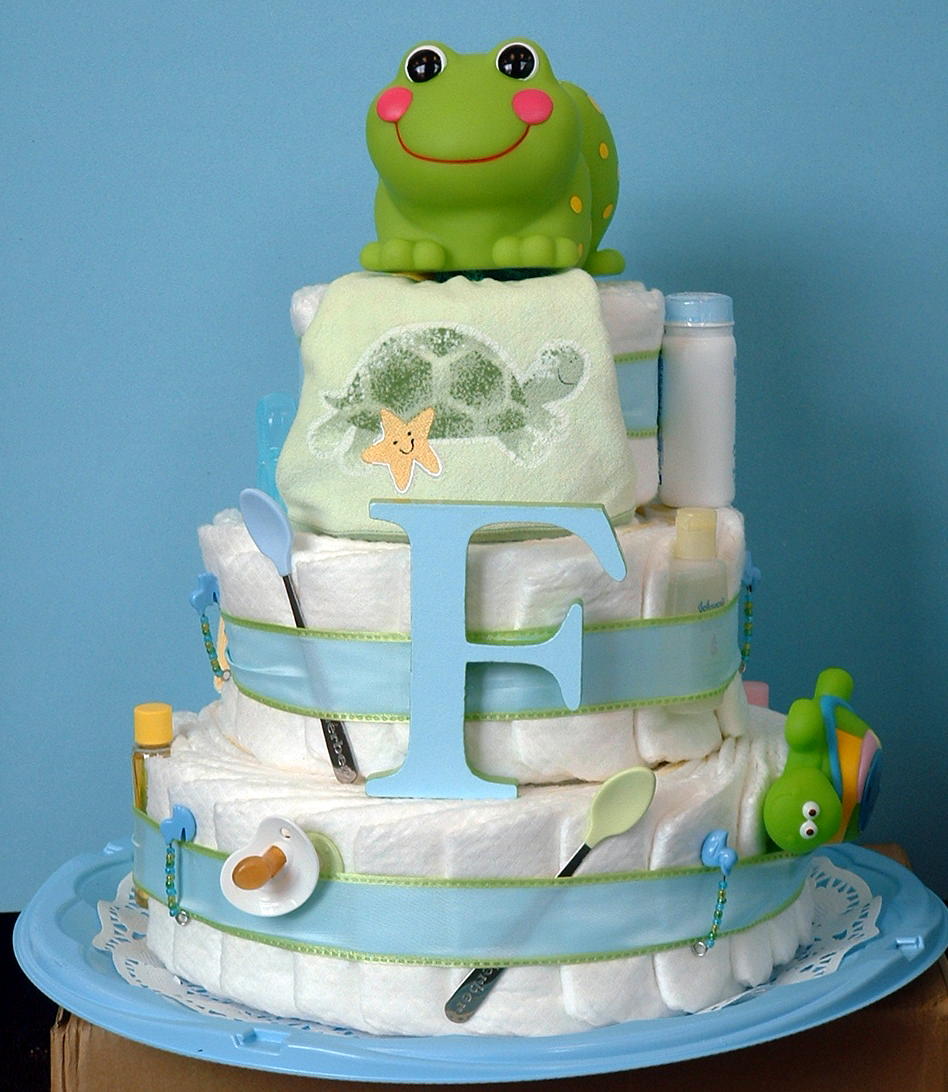 Baby shower cake - with sugar frog