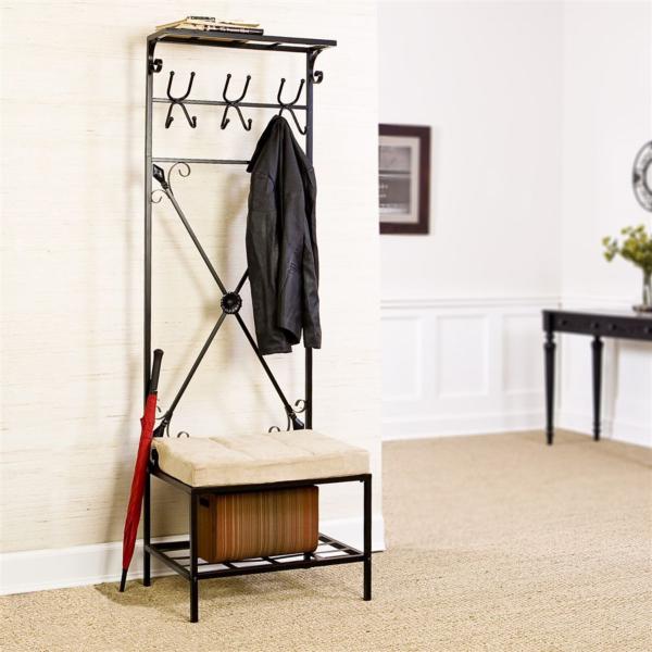 Bench and coat rack - placed in the house entryway