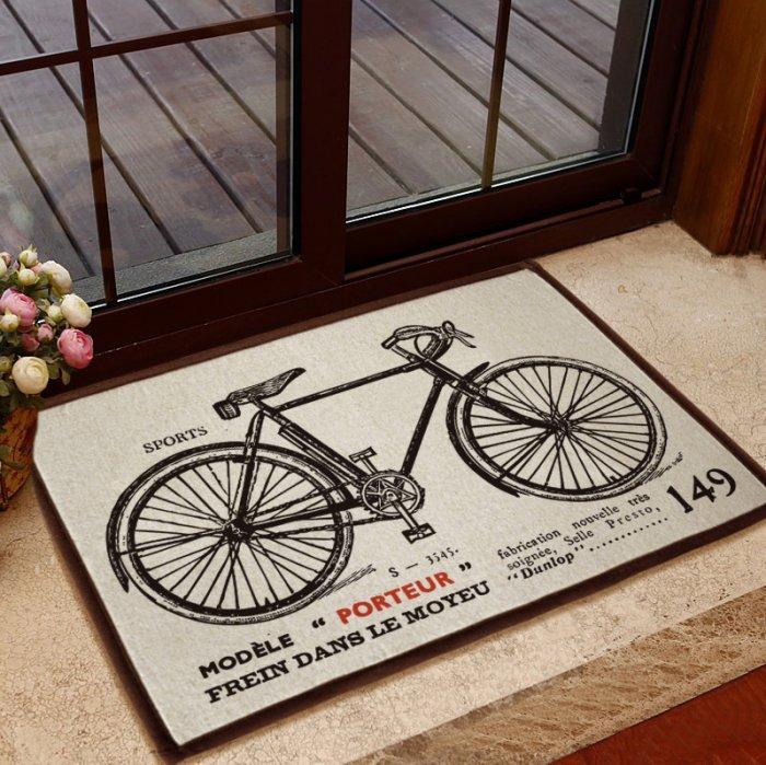 Bike welcome mat - with printed bicycle on it