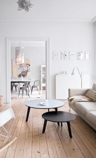 Black and white coffee tables - in a Scandinavian apartment