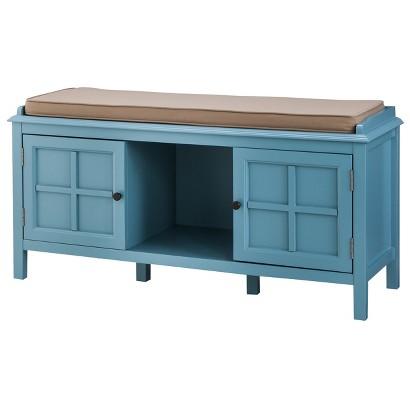 Blue entryway bench - with soft sitting top