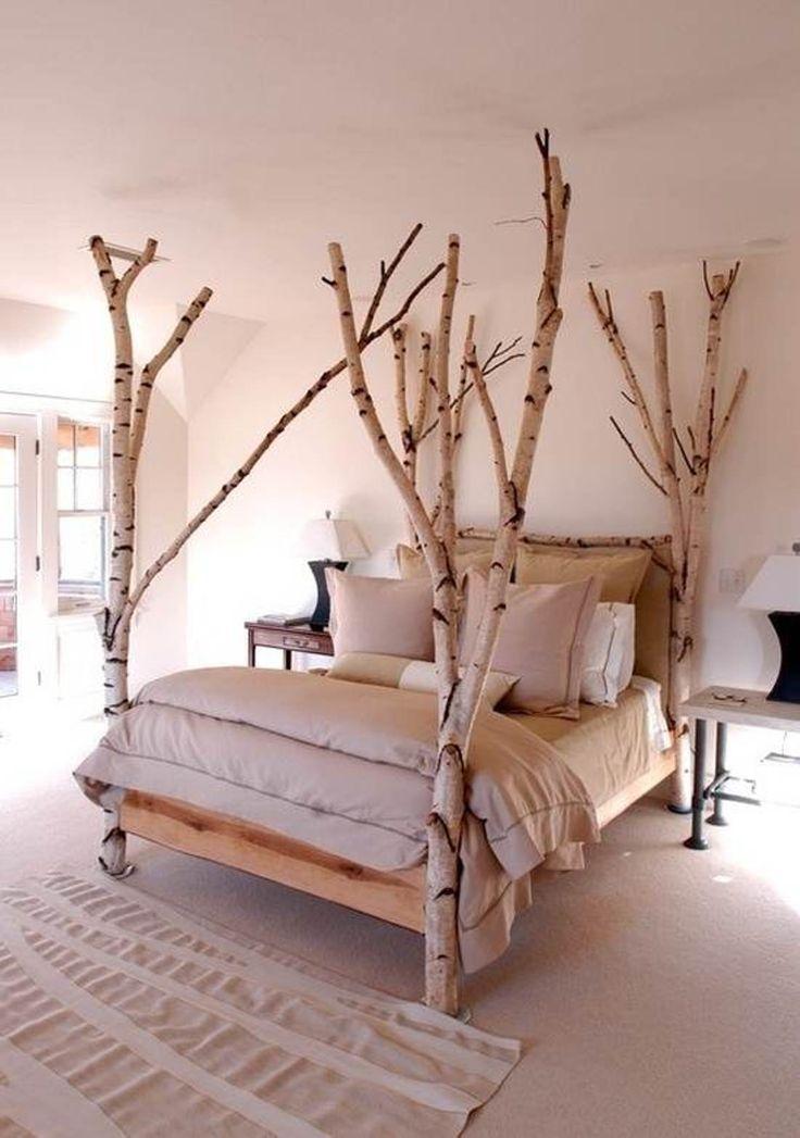 Creative bedroom - with tree made of real branches