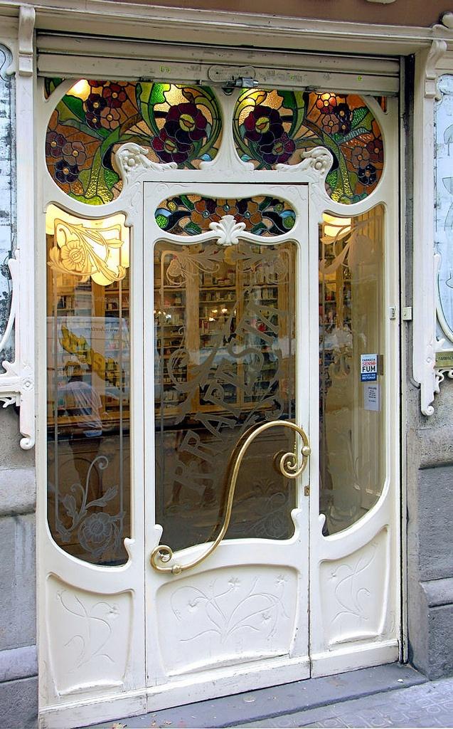 Creative glass entry door - with interesting colorful windows