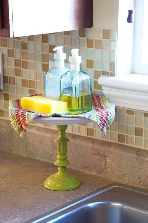 DIY kitchen help stand - for storing cleaning materials