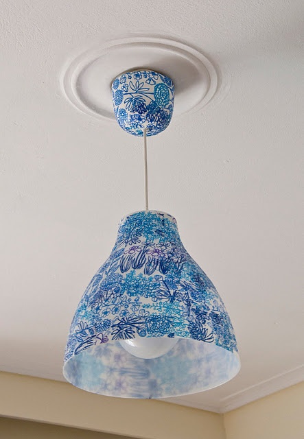 DIY kitchen lamp - in sky blue color