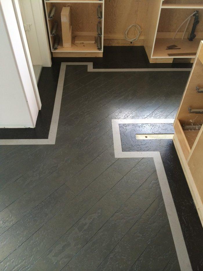 Dark cork tile flooring - for kitchen or living room use