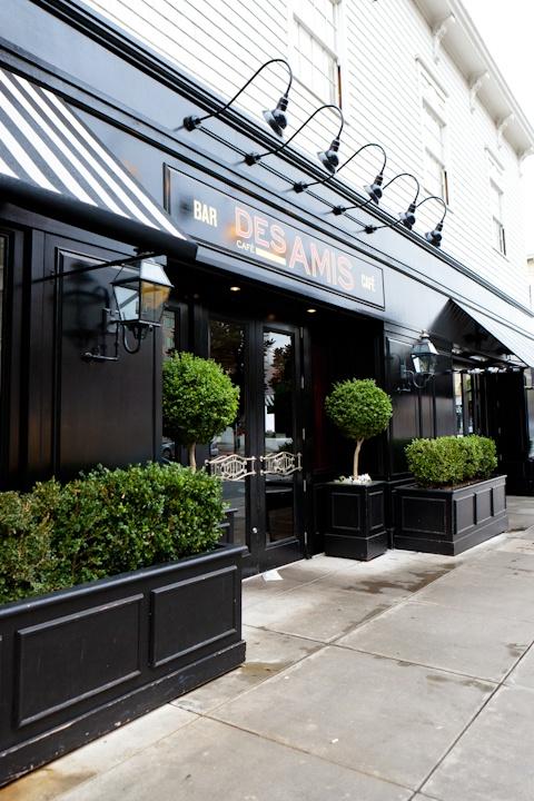 French cafe facade - with black colored panels