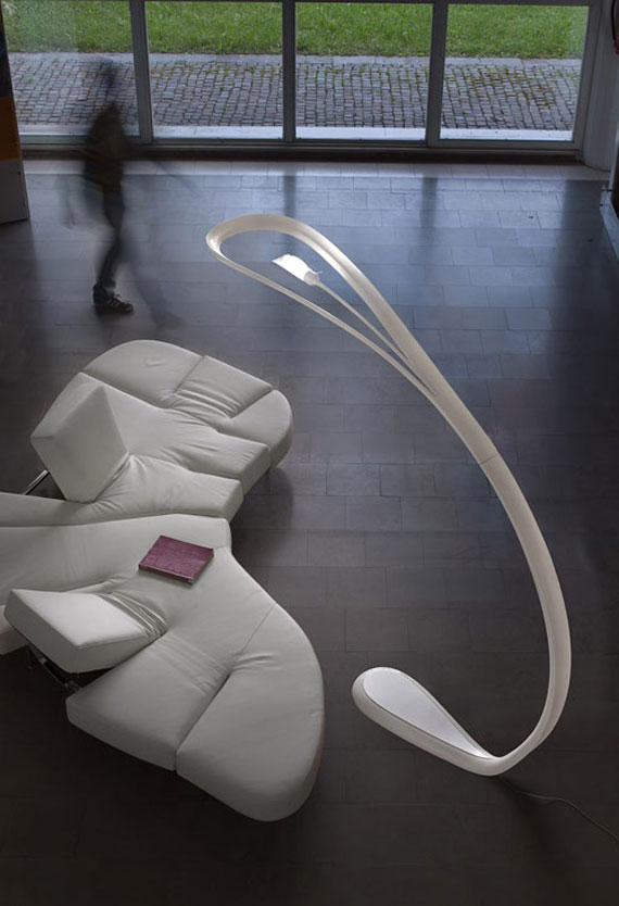 Futuristic floor lamp - in white color