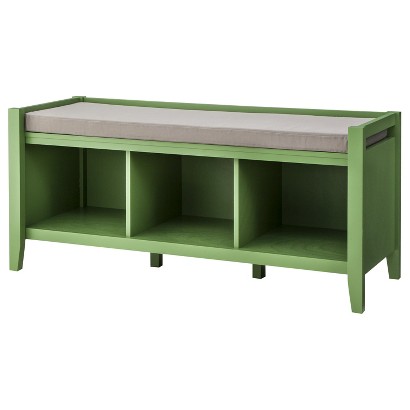 Green entryway bench - with soft seat on the top