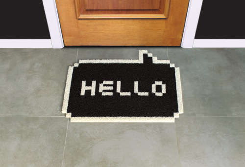 Hello welcome mat - in black and white color