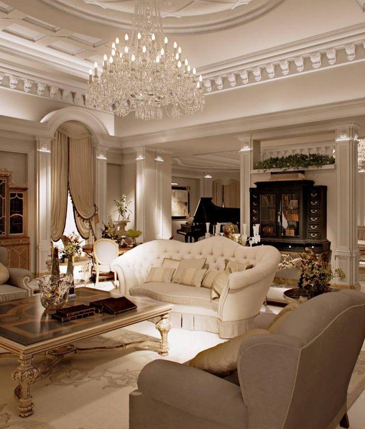 Luxurious classic living room - with splendid crystal chandelier