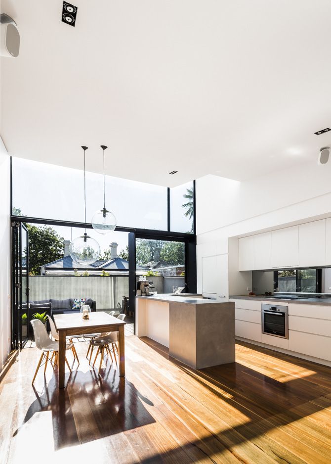 Luxurious house kitchen - with minimalist white countertops