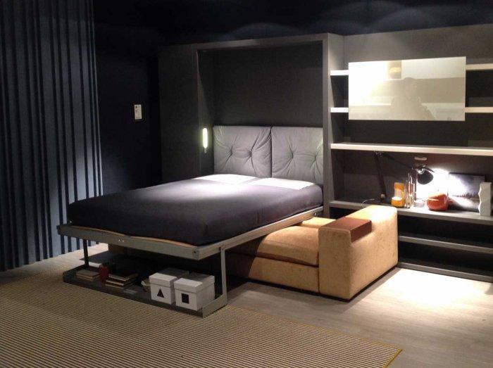 Luxurious wall bed - in a small dark bedroom