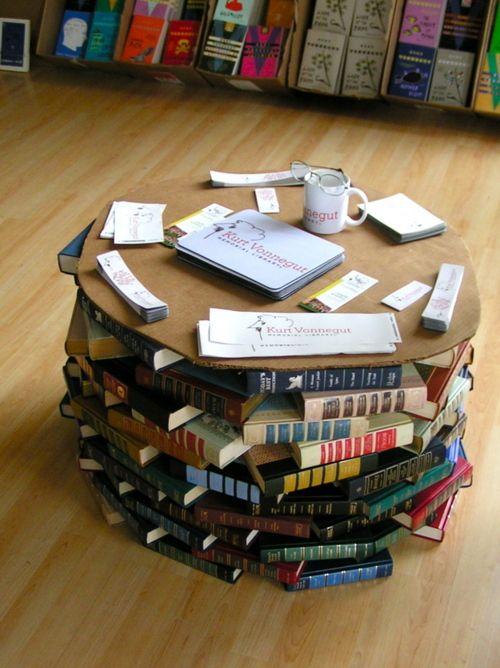 Modern crative coffee table - made of piled books