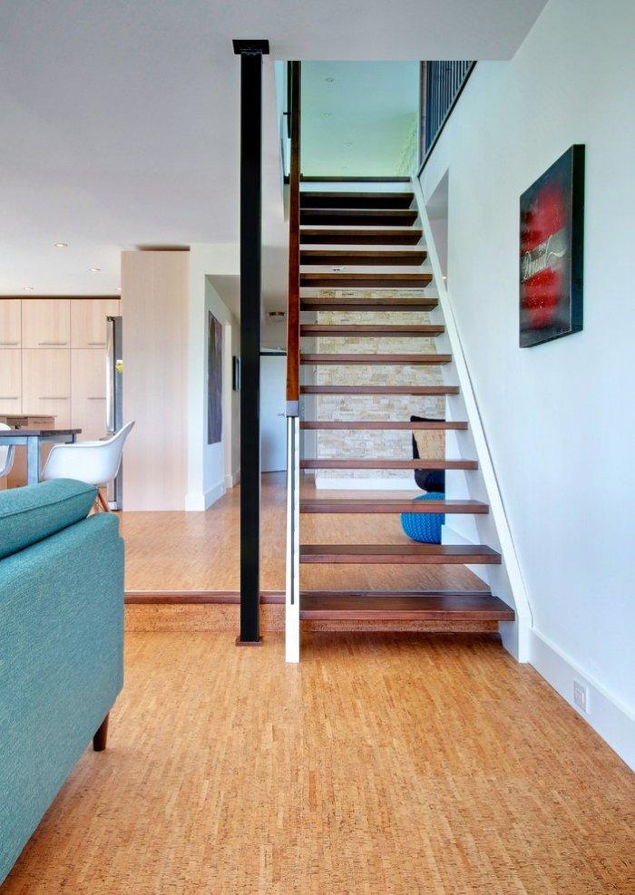 Modern home wit cork tile flooring - of natural colorful palette