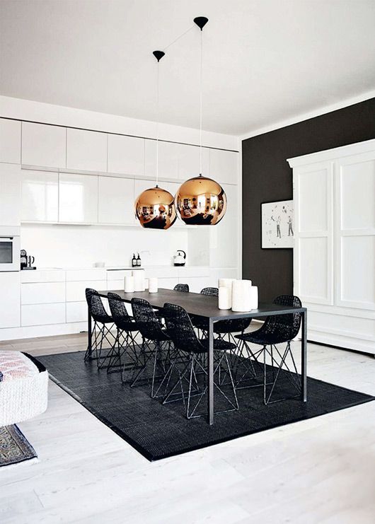 Modern minimalist dining room - in black and white colors