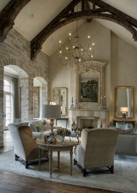 Modern rustic living room - with wood barn beams on the ceiling