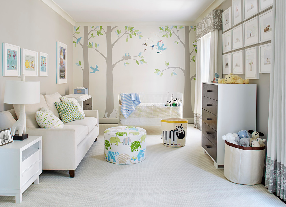 Modern white baby room - with fantastic wall art