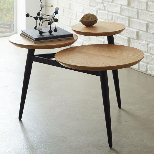 Modern wood table - with tree round surfaces