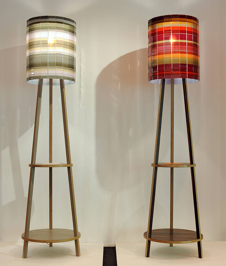 Pair of lamps - with white and red shades