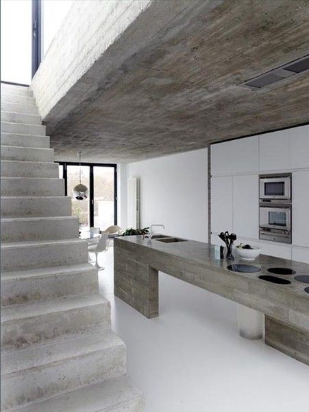 Raw industrial kitchen - in ultra modern minimalist house